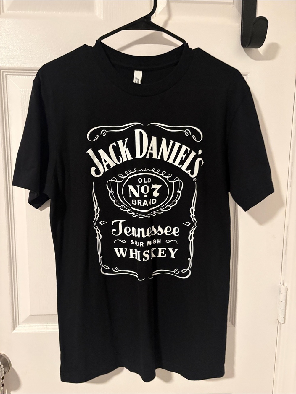 Jack Daniels Black Tee with White Tennessee Whiskey Logo